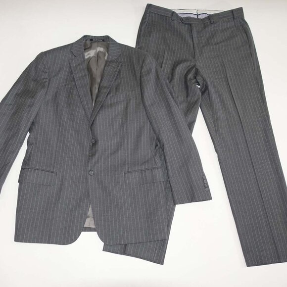 J. Hilburn Men's Pinstripe 2 Button Suit Size 42 Regular 36 x 31 Gray 100% Wool - Picture 1 of 16